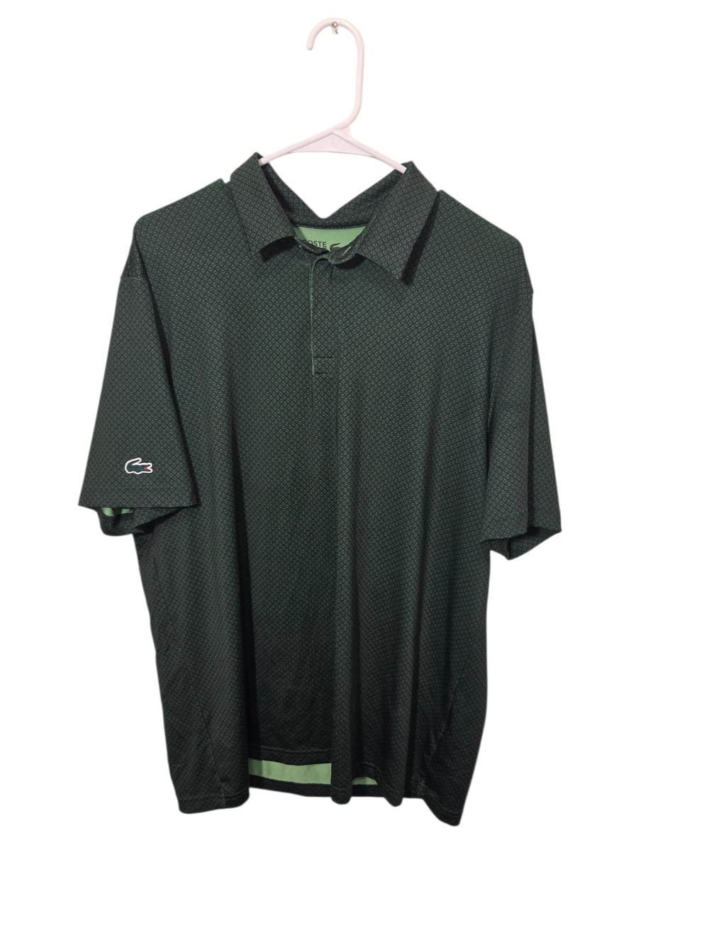 Lacoste Men's Forest Green Geometric Performance Polo